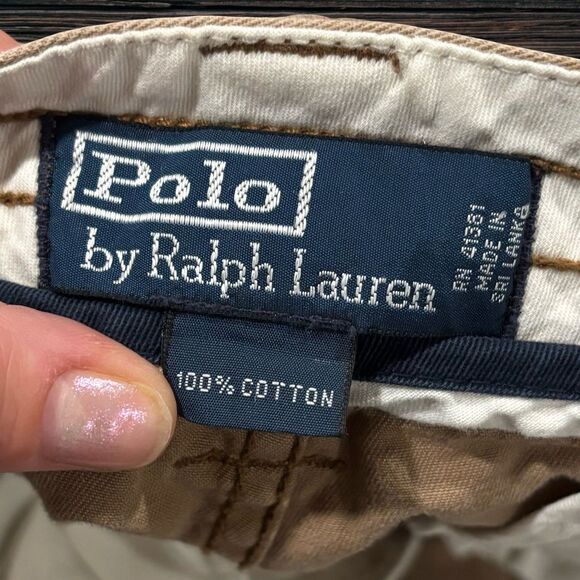 Vintage Y2K Polo Ralph Lauren Cargo Shorts Size 34 Khaki 10” Inseam Heavy Cotton - Picture 4 of 8